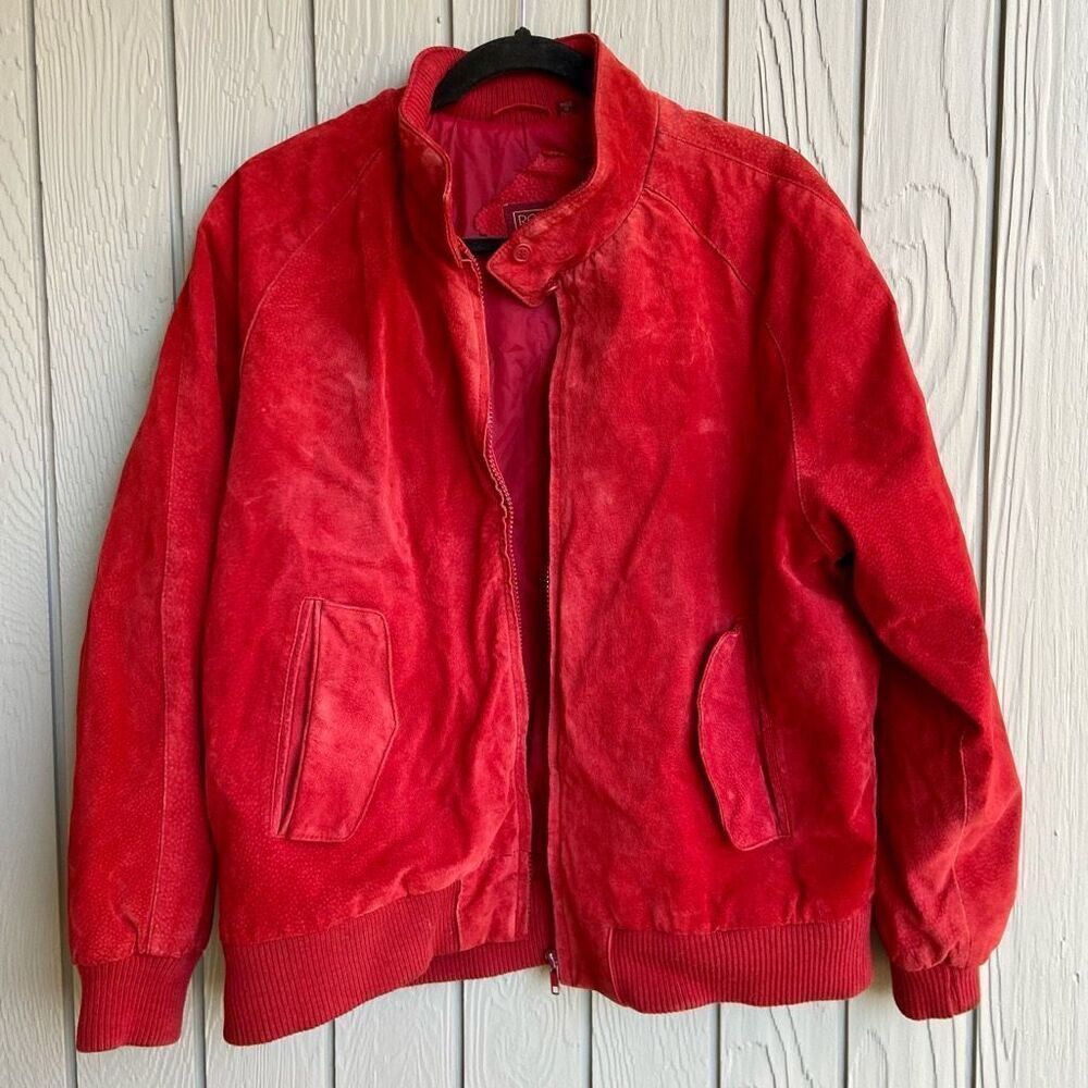 Vintage 80s Red Suede Baracuta Style Jacket from Rock Creek Unisex - SZ L